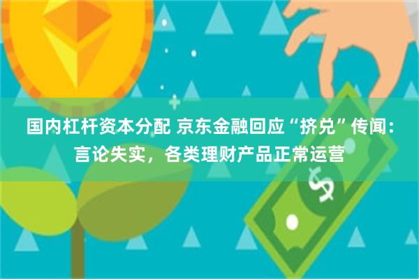 国内杠杆资本分配 京东金融回应“挤兑”传闻：言论失实，各类理财产品正常运营